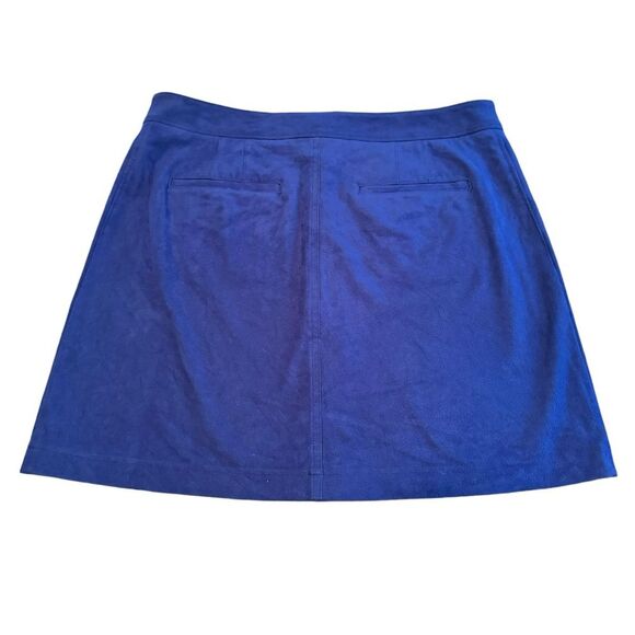 Inc International Concepts Skirt Size 12 Blue Faux Suede Snap Front A-line Flare - Picture 2 of 9
